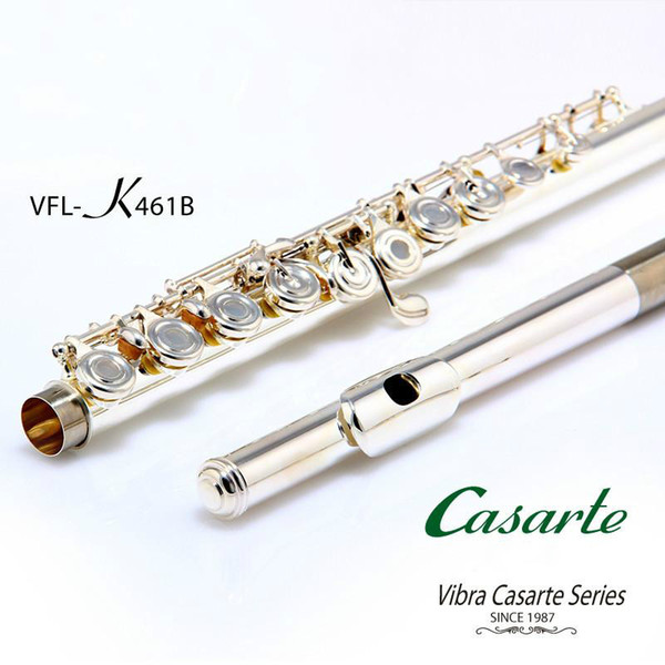 High Quality VIBRA VFL-461B C Tone 17 Hole Open Flute Silver Plated Professional Instruments With Case E key