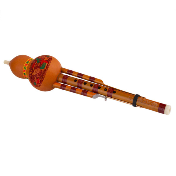 Wholesale- Chinese Yunnan Hulusi Gourd Flute Ethnic Musical Instrument With Gift Box Free shipping