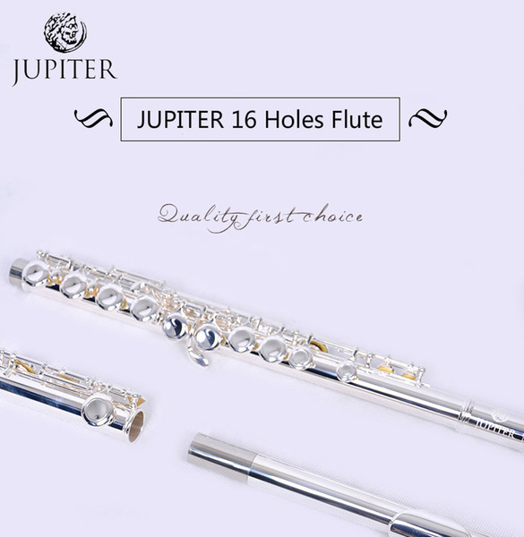 JUPITER Professional High Quality 16 Holes Closed C Tune Flute White Copper Silver Plated Musical Instruments With Case E Key