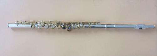 Excellence 16 open hole flute C Key silver plated body Golden key Great tone