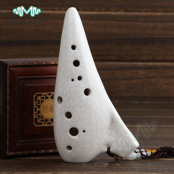 Wholesale- High Quality! Ocarina Flute 12 Hole Alto C Ceramic Instrument White Best Gift