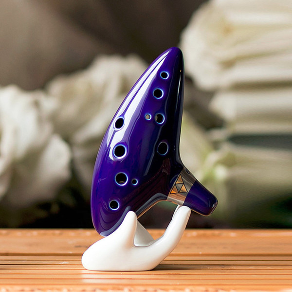 Wholesale- New Arrival 12 Hole Ocarina Ceramic Alto C Legend of Zelda Ocarina Flute Blue Instrument free shipping