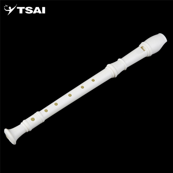 Wholesale- White Plastics Instrument 6 Holes Musical Soprano Recorder Flute Long Children Educational Tool free shipping Drop Shipping