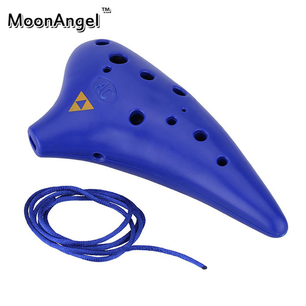 Wholesale-12 Holes Plastic Ocarina Flute Alto C Musical Instrument with Music Score for Music Lover and Beginner 5 colors for choosing