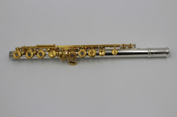 New Arrivals Custom New offset 17 open hole B foot silver plated C key flute with gold plaed keys