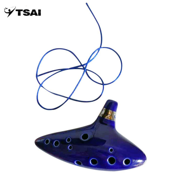 TSAI Flute with 12 Hole Ocarina Ceramic Alto C Legend of Zelda Ocarina Flute Blue Instrument for musical intrusment players new