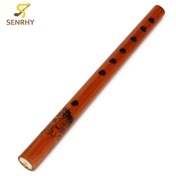 Wholesale- Traditional 6 Hole Flute Clarinet Student Chinese Musical Instruments Profesional Wood Color 33-34cm For Beginners and Amateurs