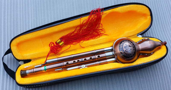 Professional Yunzhi Chinese Hulusi Gourd Cucurbit Flute Bb Wind Instrument with Case