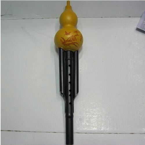 Plastic gourd silk dual tone cucurbit flute, engraved designs bottle gourd silk, national instrument