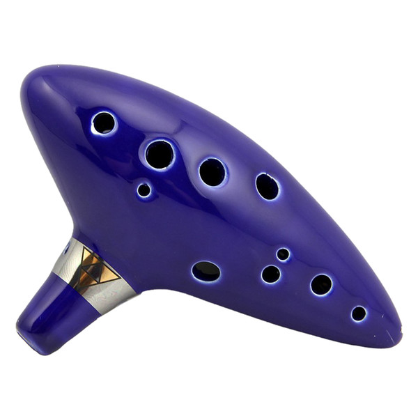 2 PCS of (12 Hole Blue Ocarina Ceramic Alto C Legend of Zelda Ocarina Flute Instrument)