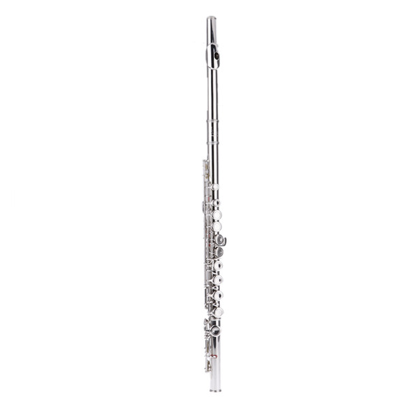 Western Concert Flute Silver Plated 16 Holes C Key Cupronickel Woodwind Instrument with Cork Grease