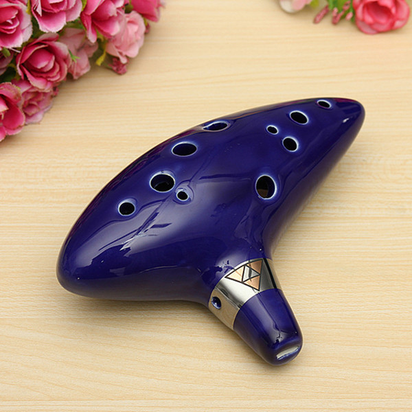 New 12 Hole Ocarina Kiln-fired Ceramic Alto C Legend of Ocarina Flute Blue Instrument 160mm X 100mm X 40mm