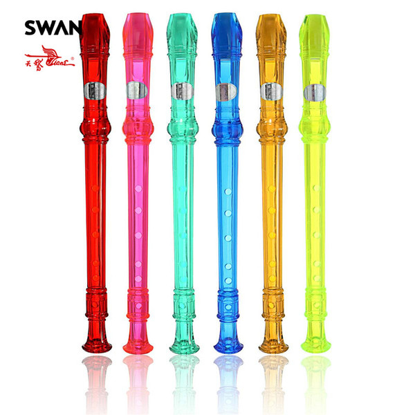 Swan SW6KT Plastic 6 Holes Transparent Clarinets With Cleaning Rod Colorful Woodwind Instruments Musical Recorder Flutes