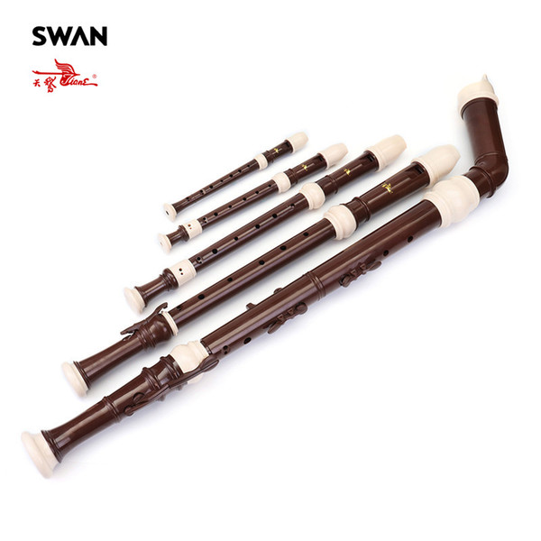 Swan Baroque Flutes Set 5pcs English Style Baroque Flute Professional Woodwind Instruments Performance Musical Instrument Combo