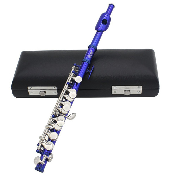 XFDZ LADE Piccolo Half-size Flute Plated C Key Cupronickel with Cork Grease Cleaning Cloth Screwdriver Padded Box blue