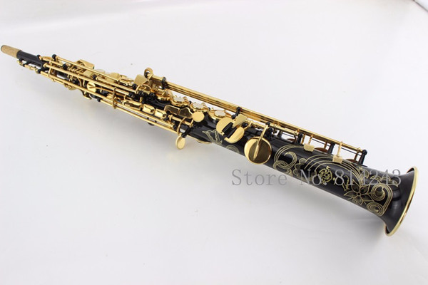 Selmer R54 Black Nickel Gold Soprano Bb Straight Saxophone Gold Plated Key Saxophone Soprano Sax Music Instrument