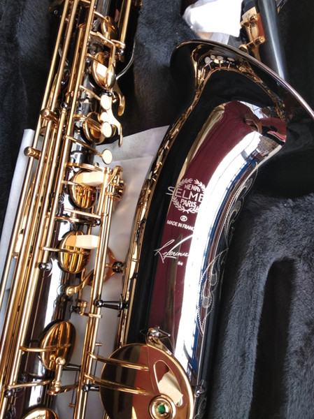 New Professional Baritone Instrument Selmer Saxophone Black Nickel With Gold Keys Eb Baritone Sax Abalone shell Button With Case Mouthpiece