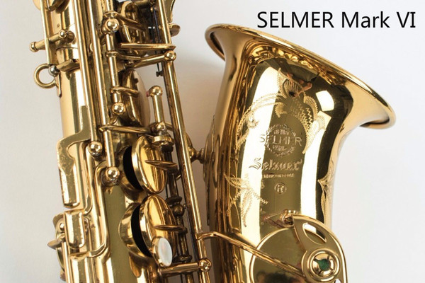 High Quality SELMER Mark VI Professional Alto Eb Saxophone Brass Gold Lacquer Sax Musical Instrument Free Shipping with Case Accessories