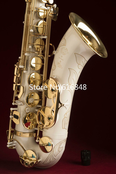 New Arrival Unique White Lacquer SELMER 802 Tenor Saxophone Exquisite Carving Pearl Button With Case Mouthpiece