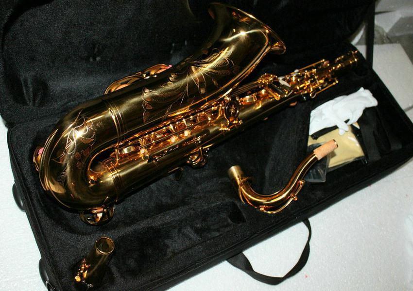 Wholesale- NEW Best Brand Golden lacquer Tenor Saxophone free shipping