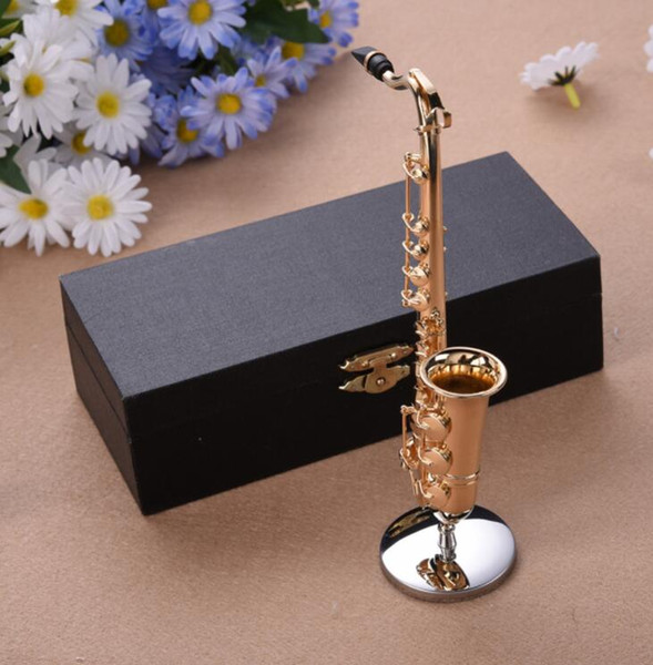 Mini Saxophone With Metal Stand Miniature Musical Instruments Collection Decorative Ornaments Alto Saxophone High Quality Gifts