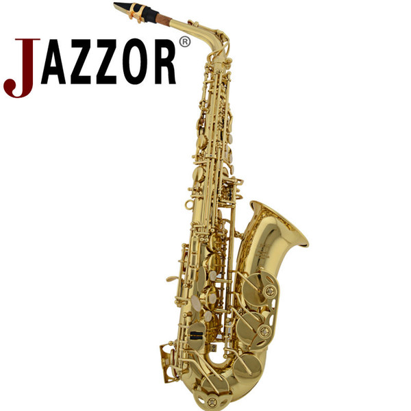 Professional new Alto saxophone JAZZOR JYAS-2000G E Flat Electrophoresis Gold Saxophone with Bakelite mouthpiece and hard case