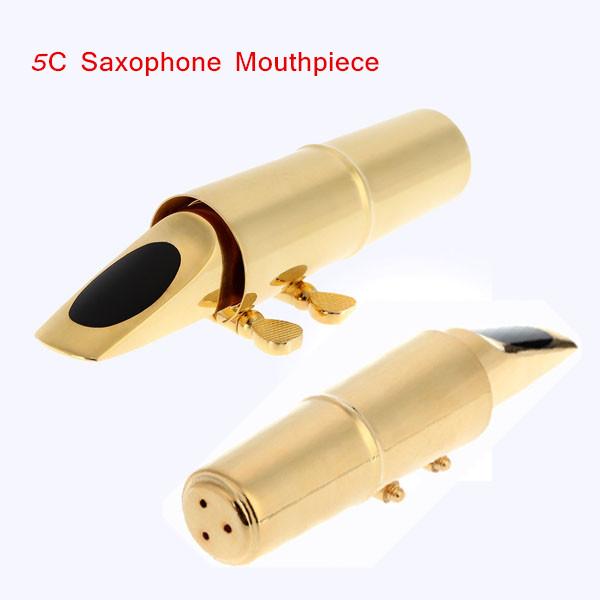 Gold Plating Jazz Alto 5C Sax Saxophone Mouthpiece Metal with Cap Saxophone Accessories Top Quality