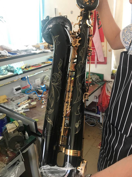 Wholesale- MADE IN CHINA NEW black nickel gold Free shipping Mark Mk Low Bari Baritone Sax Saxophone