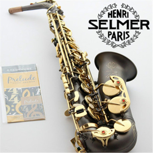 High Quality SELMER SAS-R54 E-flat Alto Saxophone Top Musical Instrument Matte Black Nickel Gold Plated Surface Flamingos Professional Sax