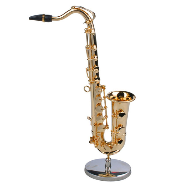 Mini Saxophone Musical Instruments Goldplated Craft Miniature Saxophone Model With Metal Stand for Home Decoration New New