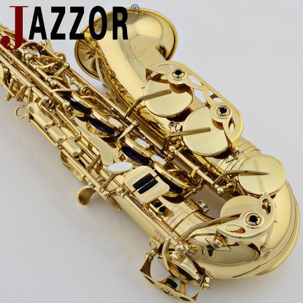 JAZZOR professional Alto Saxophone JBAS-200 E flat gold lacquer Brass wind instruments with Saxophone mouthpiece and case