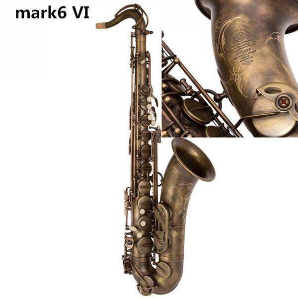 Selmer mark6 VI Tenor Saxophone Professional B Flat Antique copper Saxofone Musical Instruments Simulation Inscription Carved