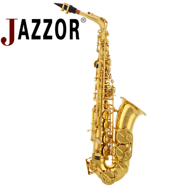 Professional JAZZOR Saxophone JYAS-E100G E flat alto saxophone with Bakelite Mouthpiece Gold Lacquer Eb brass wind instrument