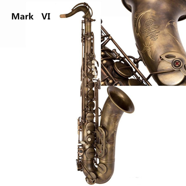 Selmer mark6 VI Tenor Saxophone Professional B Flat Antique copper Saxofone Musical Instruments Simulation Inscription Carved