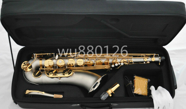 Unbranded New Arrival Bb Tenor Saxophone Satin Nickel Silver Body Surface Gold Lacquer KeySax Musical Instrument with Case Mouthpiece