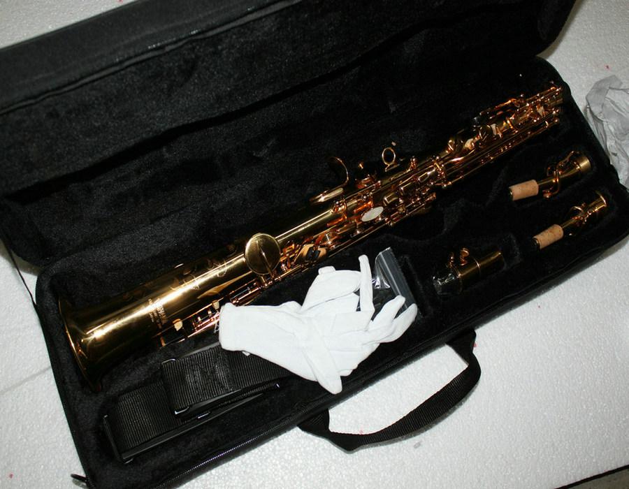 high quality straigh golden soprano saxophone with hardcase free shipping