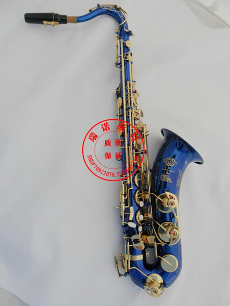 2017 TOP musical instruments Selmer tenor sax musical instrument B flat tenor sax blue gold key shipping