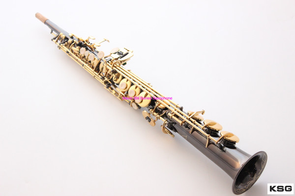 Selmer R54 Black Nickel Gold Soprano Bb Straight Saxophone Gold Plated Keys Saxophone Soprano Sax SS-R54 selmer Soprano Reference54 saxfone