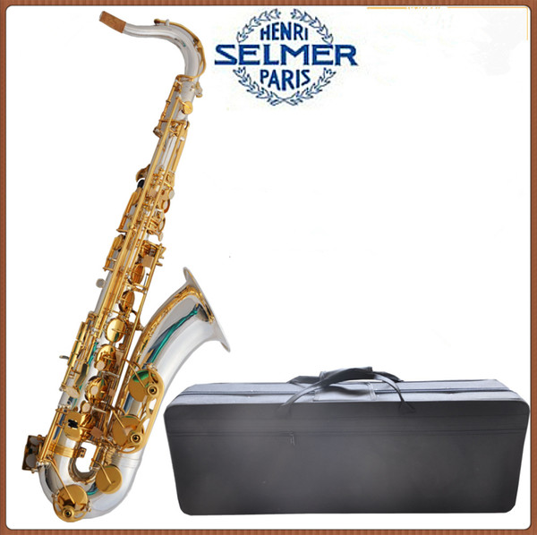 High Quality Authentic French B flat tenor saxophone Selmer 54 silvered gold key saxophone Musical Instrument Professional