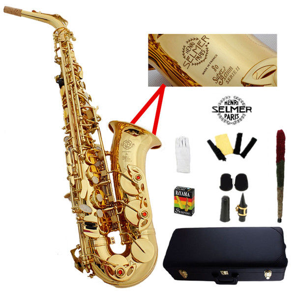 France Selmer SAS 802 alto saxophone Eb sax Electrophoresis gold saxofone professional musical instruments mouthpiece & Hard boxs