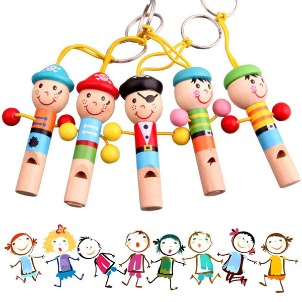 Wooden Toy Mini Whistle Pirates Developmental Toy Musical Toys Colorful Keychain Lovely Instrument Toys Musical Gift