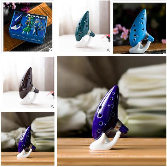 Classical Musical Instrument Ceramic Ocarina 12 Hole Kiln-fired Ceramic Alto C Legend of Zelda Ocarina Flute with box free shippiing