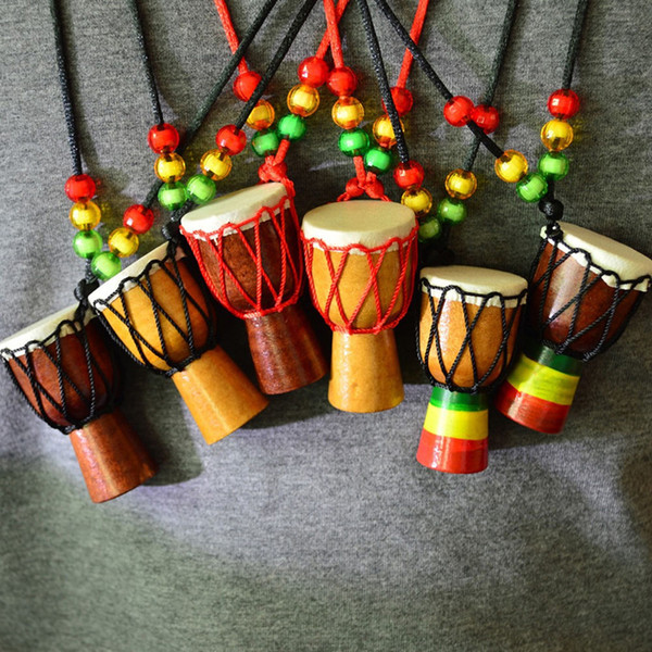 10 PCS Mini Jambe Drummer Djembe Percussion Musical Instrument Necklace African Hand Drum Jewelry Accessries Necklace