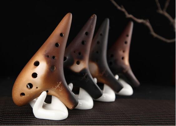 High Quality 12 Holes Straw Smoked Ocarina Instrument Alto C Flute Worldwide Musical Instrument Free Shipping