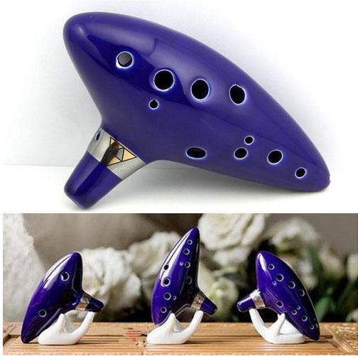 1pc Retail 12 Holes Ocarina Musical Instrument Ceramic Alto C Legend of Zelda Ocarina Flute Blue Hot Worldwide