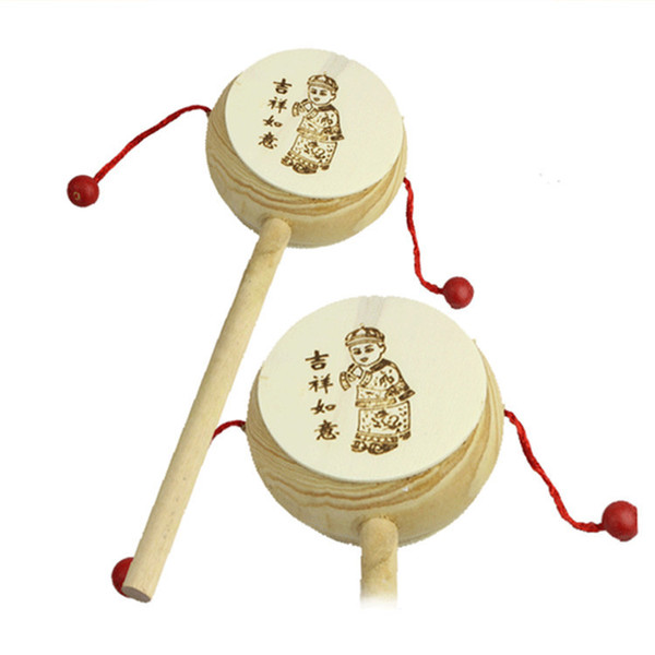 Wooden toys toy rattle drum classic wooden toy rattle China traditional toy child traditional instruments