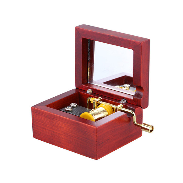 Classical Wood Musical Box Hand Crank Music Box With Mirror Best Gifts for Girls