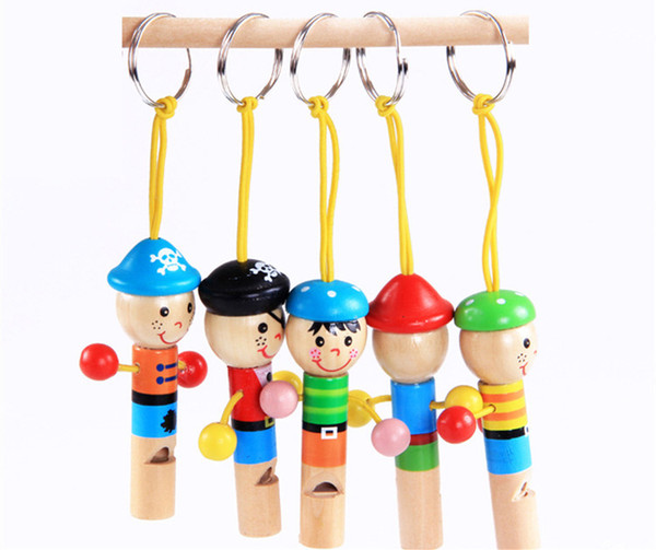 Baby Kids Wooden Toy Mini Whistle Pirates Developmental Toy Musical Toys Colorful Keychain Lovely Instrument Toys Musical Gift