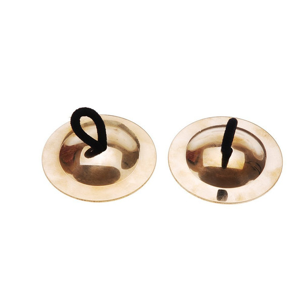 2 PCS of (Belly Dancing Gold Finger Cymbals Musical Instrument)