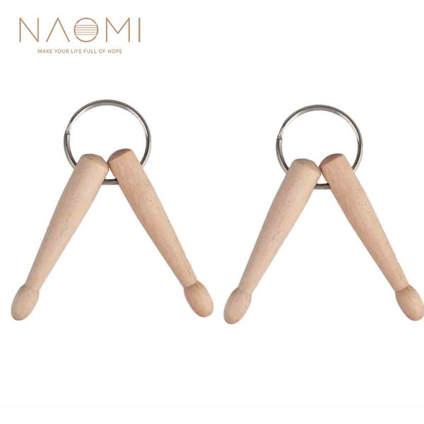 NAOMI 2 Pcs Mini Percussion Instrument 2 Drumstick Wood Smart Drum Sticks Keychain Drumsticks Percussion Music Gift Key Ring